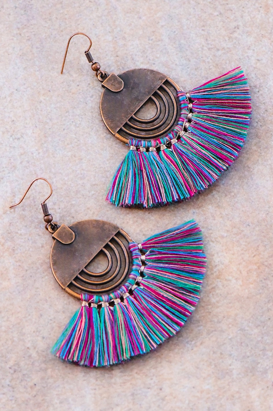 Multicolor Tassel Chic Fan Earrings