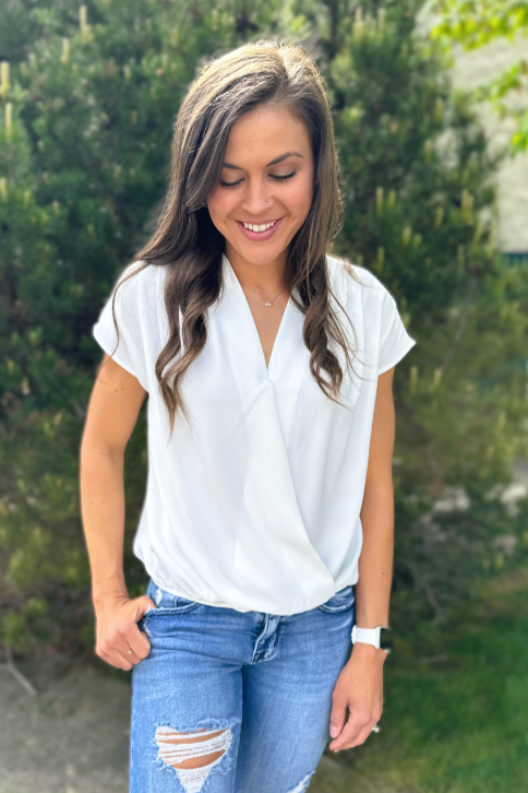 White Crossover SS Blouse