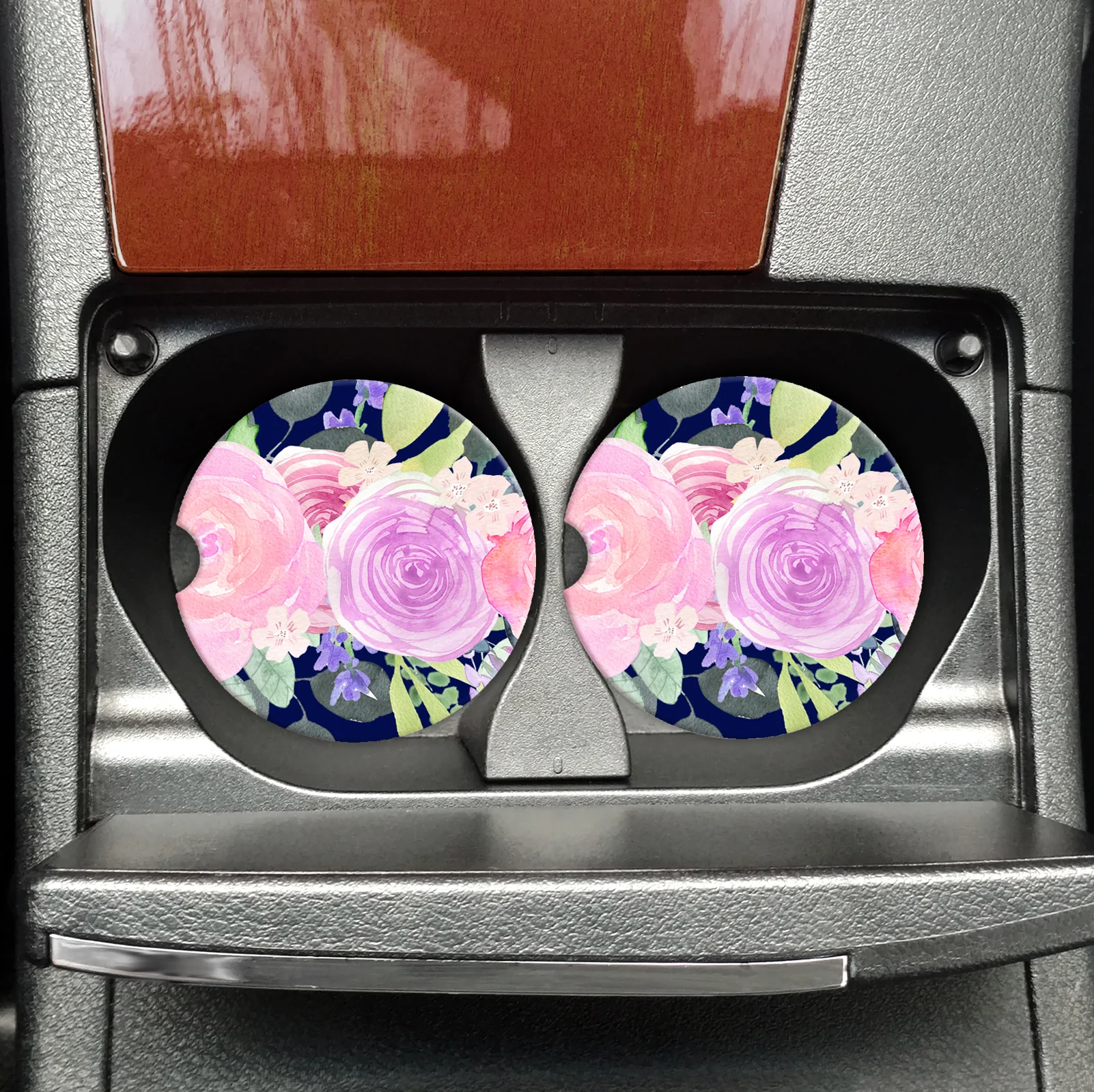 Jewel Tone Florals Car Coasters On The Go