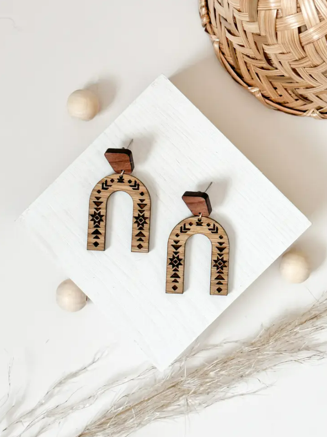Wild West Arches Wood Dangle Earrings