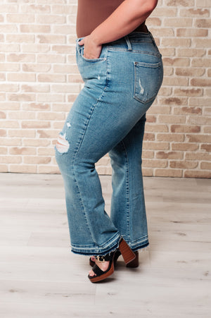 Judy Blue Isla Mid Rise Distressed Released Hem Bootcut Jeans (0-24) - STB Boutique