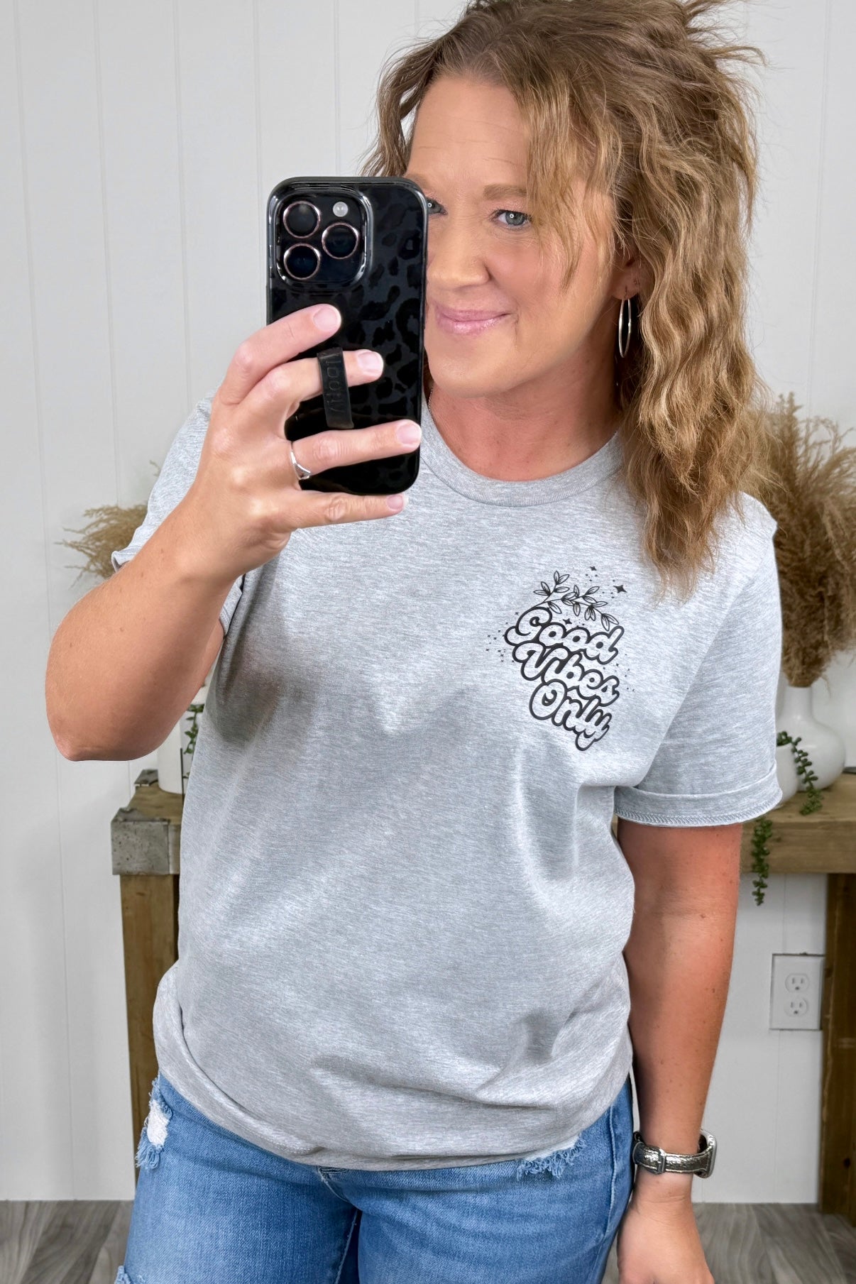 Gray Black Good Vibes BC Tee (Unisex SM-3X)