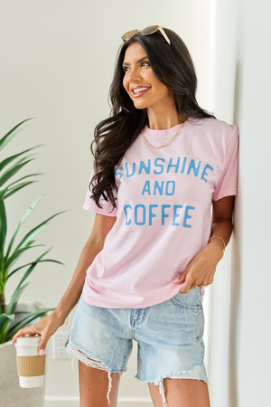 Sunshine And Coffee Light Pink Graphic Tee - STB Boutique