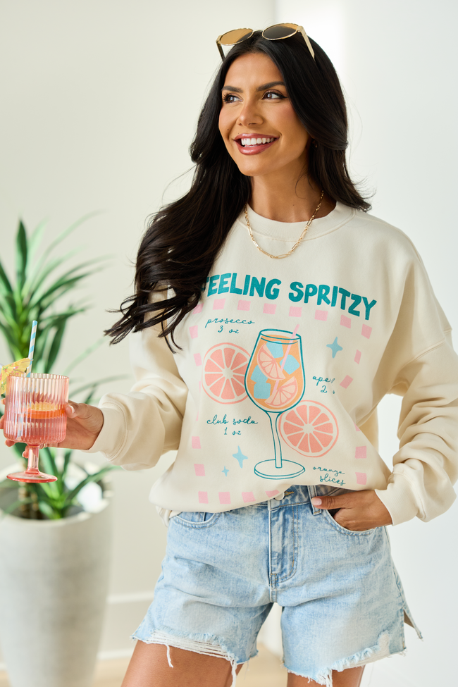 Feeling Spritzy Cream Graphic Sweatshirt - STB Boutique