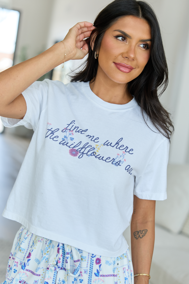Wildflowers White Boxy Graphic Tee - STB Boutique