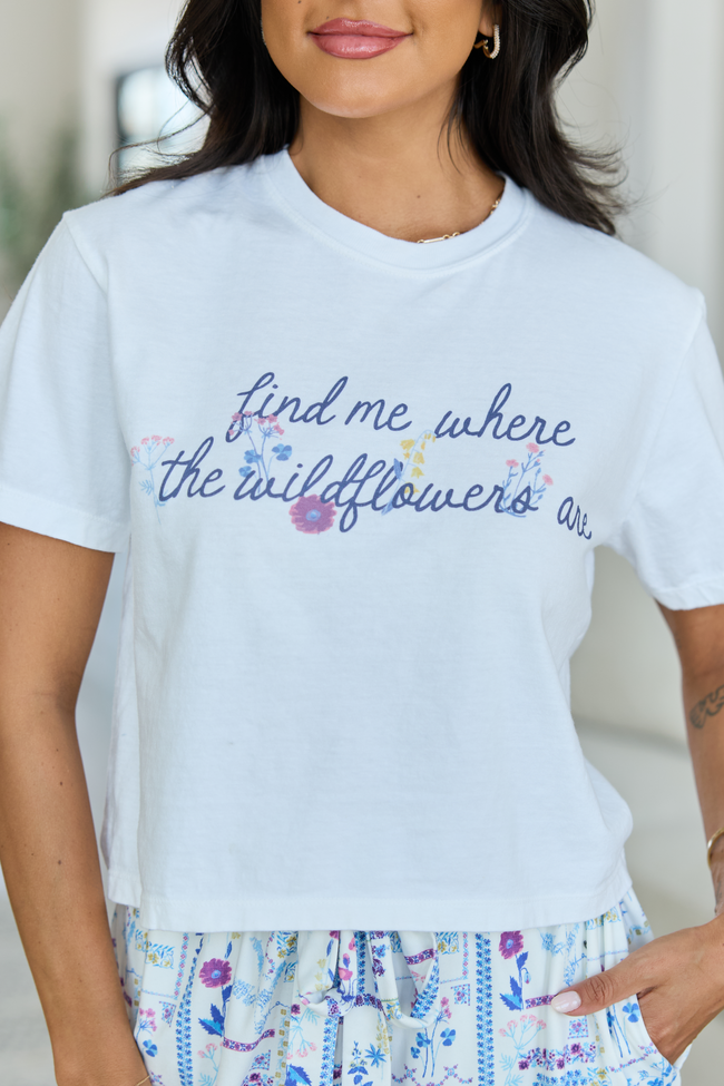 Wildflowers White Boxy Graphic Tee - STB Boutique