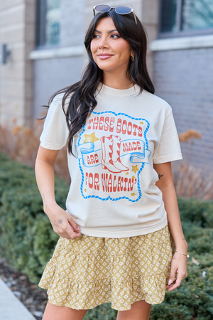 These Boots Are Made For Walkin' Ivory Graphic Tee - STB Boutique