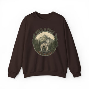Retro Wild & Free Wolf Crewneck Sweatshirt - 6 Colors
