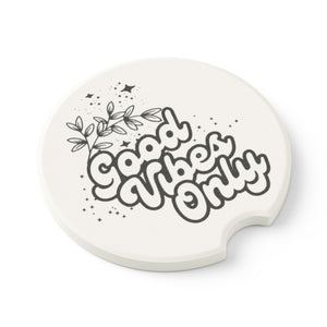 Good Vibes Only Car Coaster - Wt/Bk