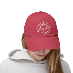 Sunrise Wave Heart Distressed Hat - 4 Colors
