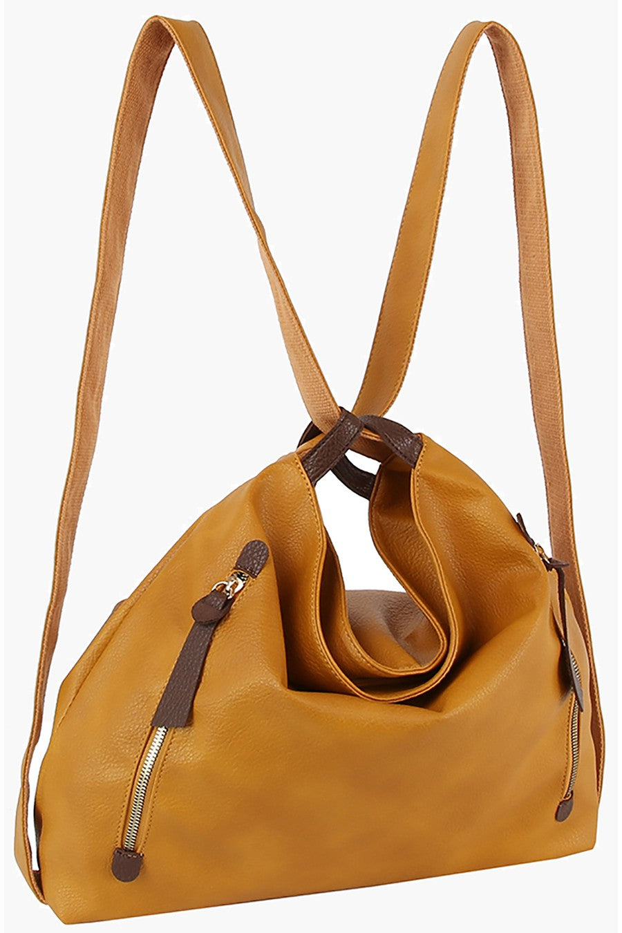 Mustard & Brown Convertible Shoulder Backpack Bag