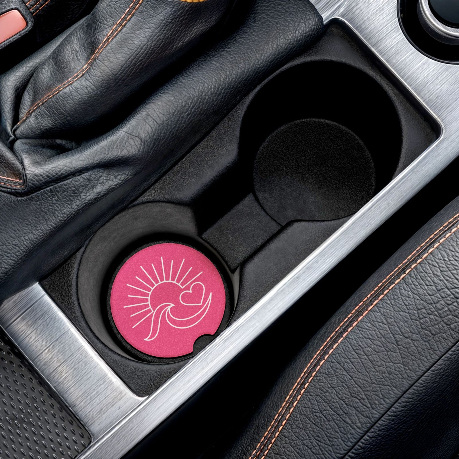 Ocean Has My Heart Car Coaster - Pink