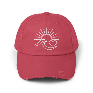 Sunrise Wave Heart Distressed Hat - 4 Colors
