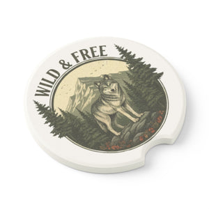 Wild & Free Wolf Car Coaster