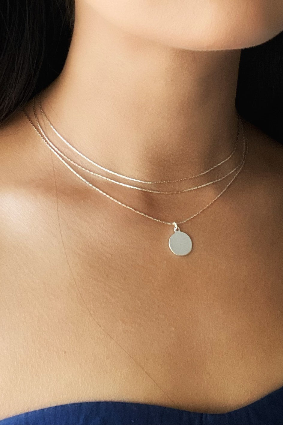 Silver Disc Layered Necklace