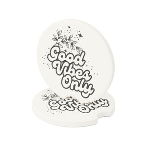 Good Vibes Only Car Coaster - Wt/Bk