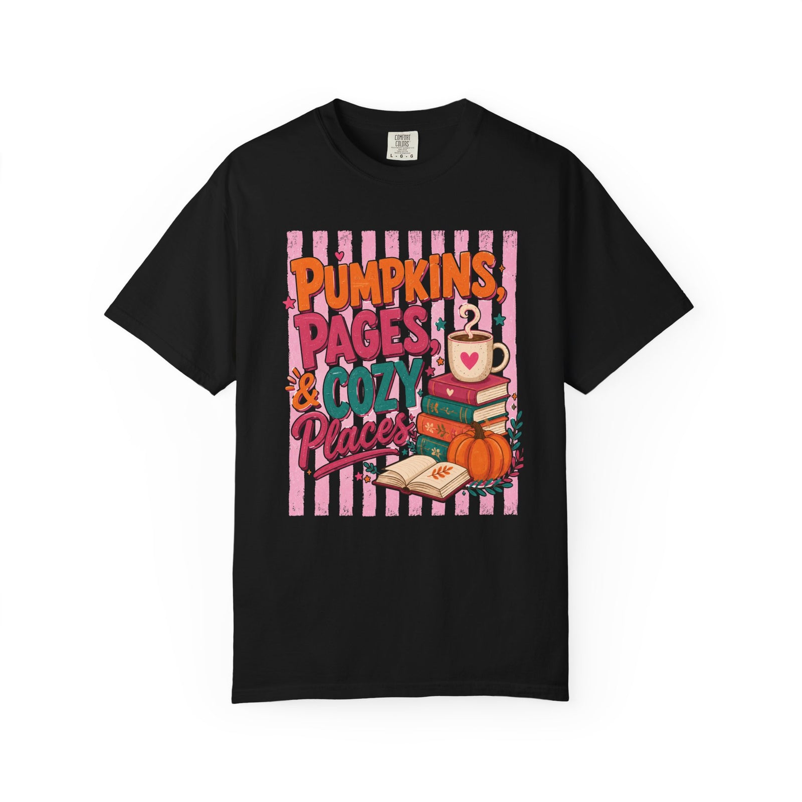 Pumpkins Pages & Cozy Places Stripes Tee - 4 Colors - STB Boutique