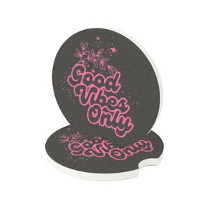 Good Vibes Only Car Coaster - Bk/Pk