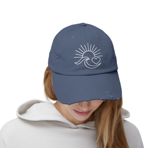Sunrise Wave Heart Distressed Hat - 4 Colors