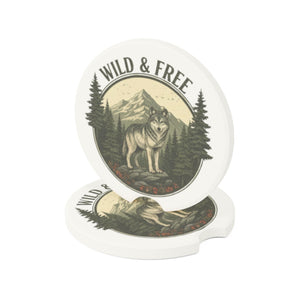 Wild & Free Wolf Car Coaster