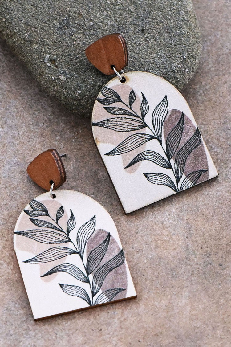 Leaves Painted Wood Earrings