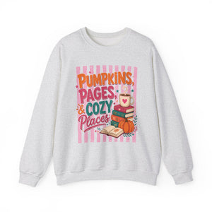 Pumpkins Pages & Cozy Places Stripes Crewneck Sweatshirt - 4 Colors