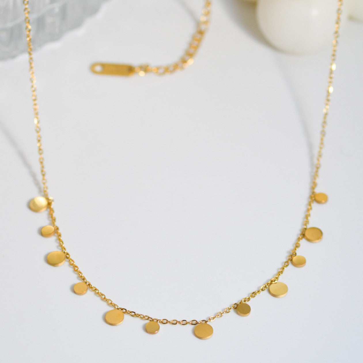 Gold Dainty Disc Necklace