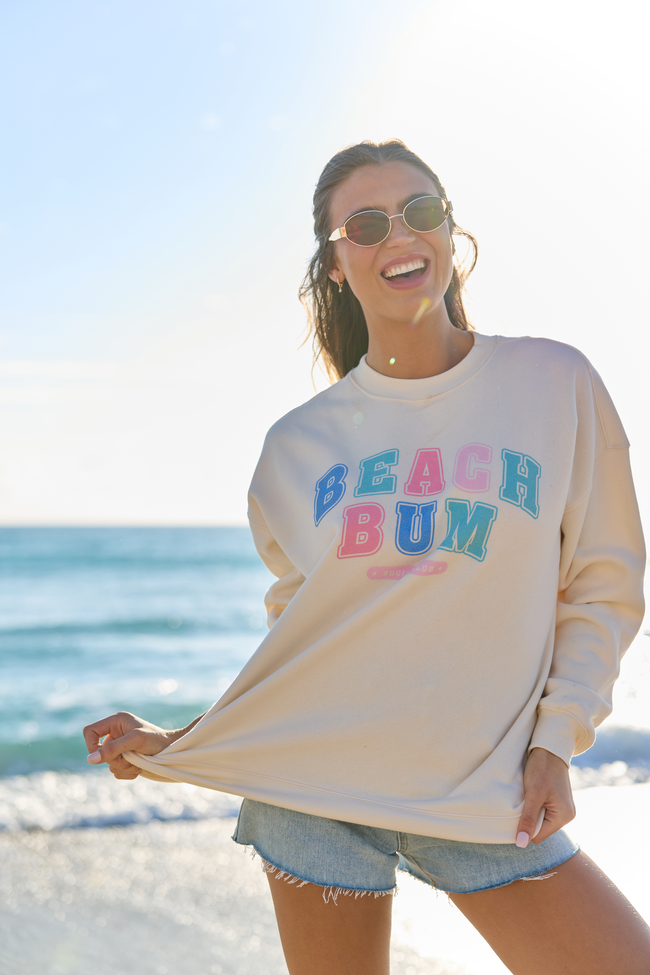 Beach Bum Cream Graphic Sweatshirt - STB Boutique