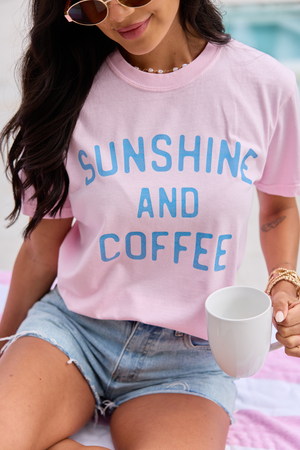 Sunshine And Coffee Light Pink Graphic Tee - STB Boutique