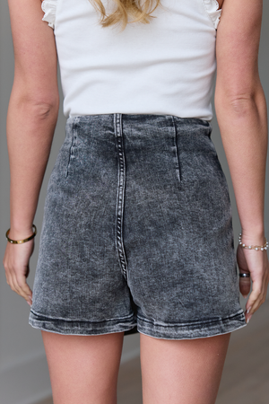 My Favorite Black Acid Wash Denim Skort - STB Boutique