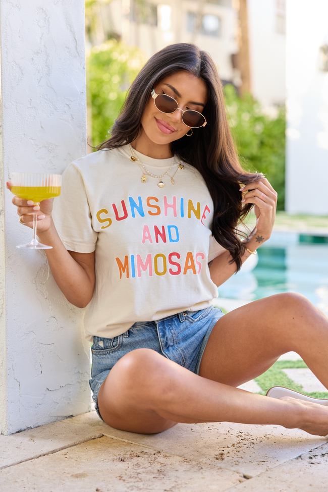 Sunshine And Mimosas Ivory Graphic Tee - STB Boutique