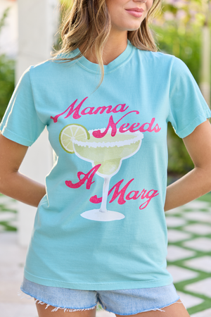 Mama Needs A Marg Mint Blue Graphic Tee - STB Boutique