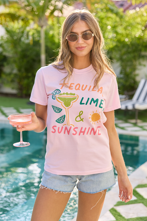 Tequila, Lime, & Sunshine Light Pink Graphic Tee - STB Boutique