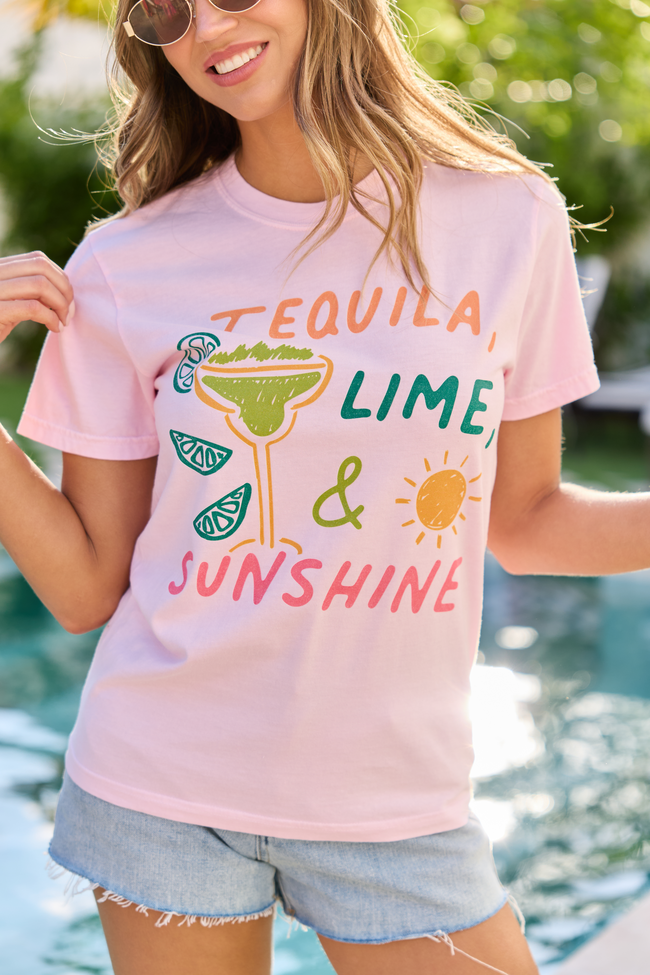 Tequila, Lime, & Sunshine Light Pink Graphic Tee - STB Boutique