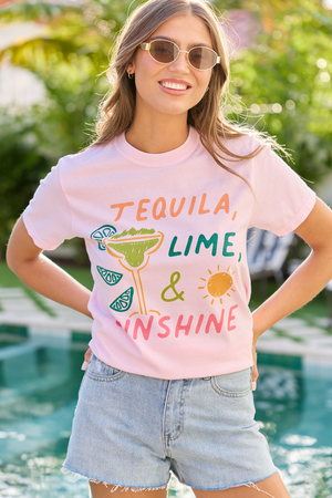 Tequila, Lime, & Sunshine Light Pink Graphic Tee - STB Boutique