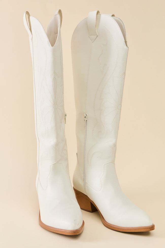 Shania White Cowboy Boots - STB Boutique