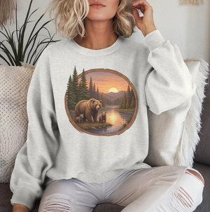 Retro Bear at Sunset Crewneck Sweatshirt - 4 Colors