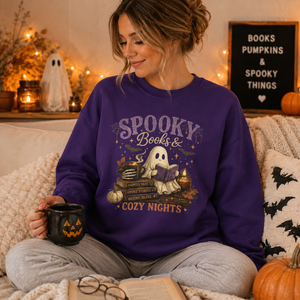 Spooky Books & Cozy Nights Crewneck Sweatshirt - 6 Colors