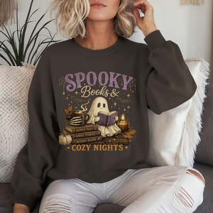 Spooky Books & Cozy Nights Crewneck Sweatshirt - 6 Colors