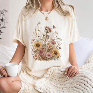 Boho Floral Skeleton Tee - 6 Colors
