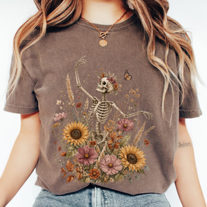 Boho Floral Skeleton Tee - 6 Colors