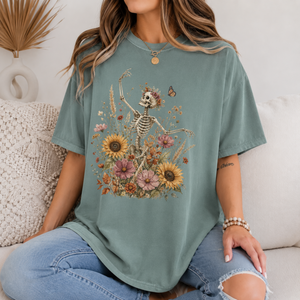 Boho Floral Skeleton Tee - 6 Colors