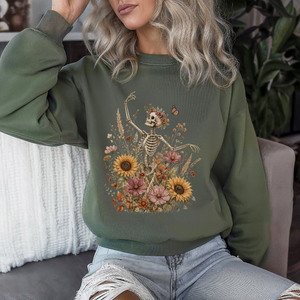 Boho Floral Skeleton Crewneck Sweatshirt - 5 Colors