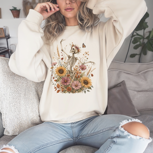 Boho Floral Skeleton Crewneck Sweatshirt - 5 Colors