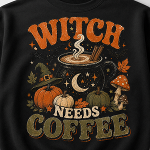 Witch Needs Coffee Crewneck Sweatshirt - 3 Colors