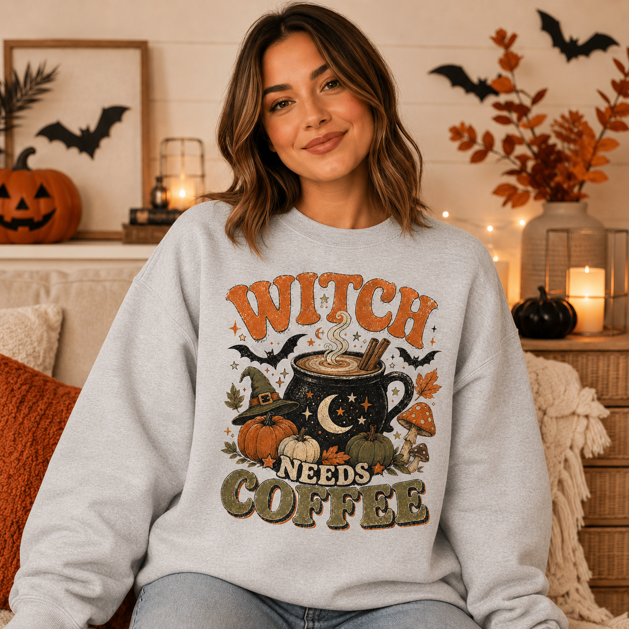Witch Needs Coffee Crewneck Sweatshirt - 3 Colors