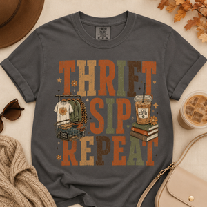 Thrift Sip Repeat Tee - 4 Colors