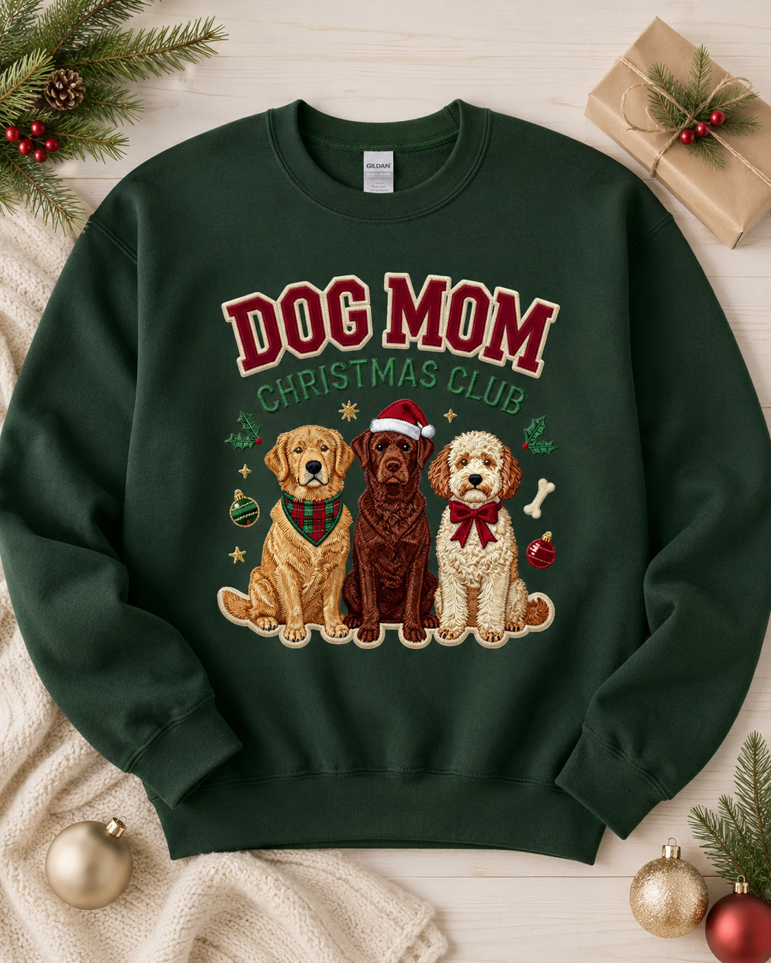 Dog Mom Christmas Club Crewneck Sweatshirt - 4 Colors