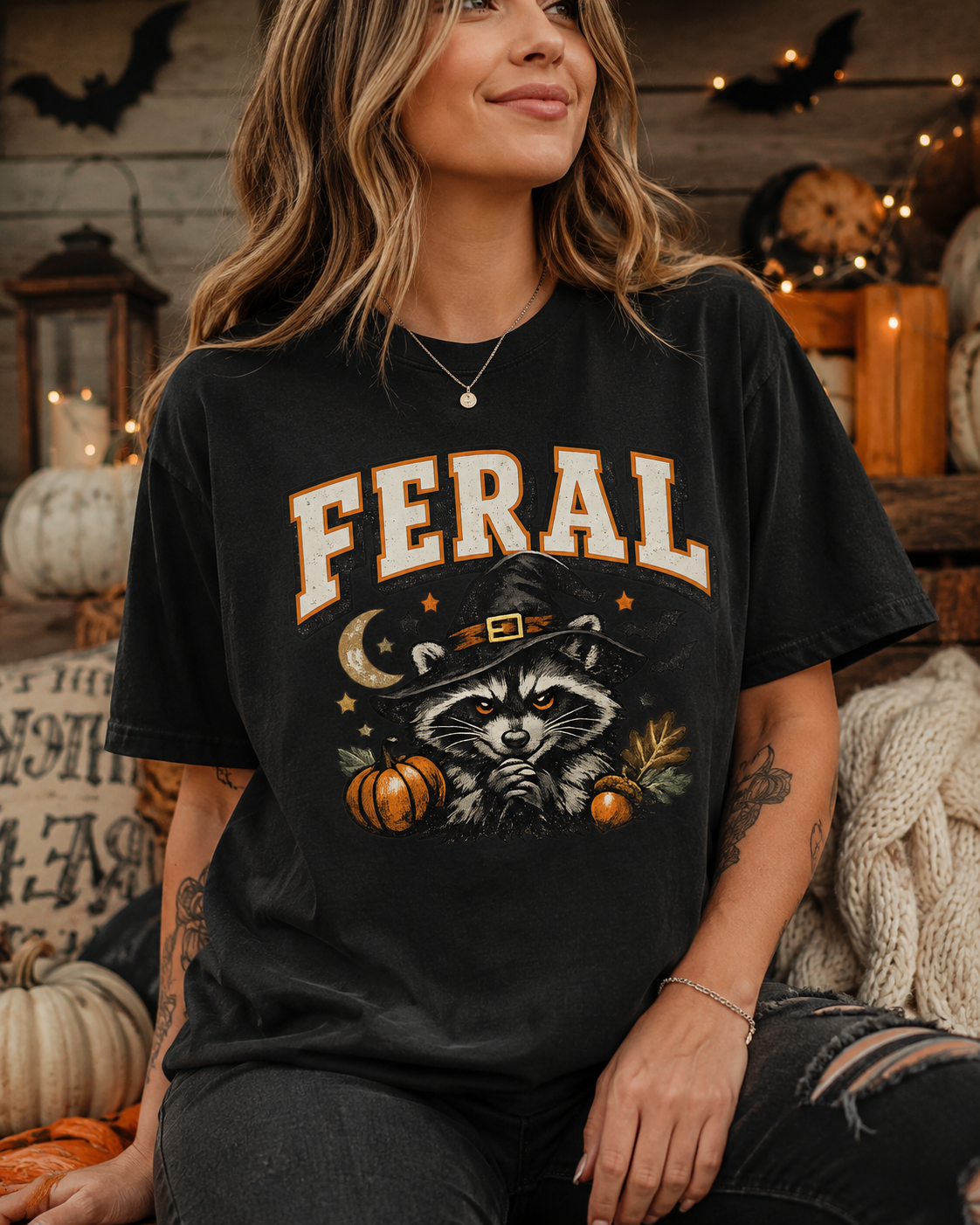 Feral Raccoon Halloween Tee  - 4 Colors