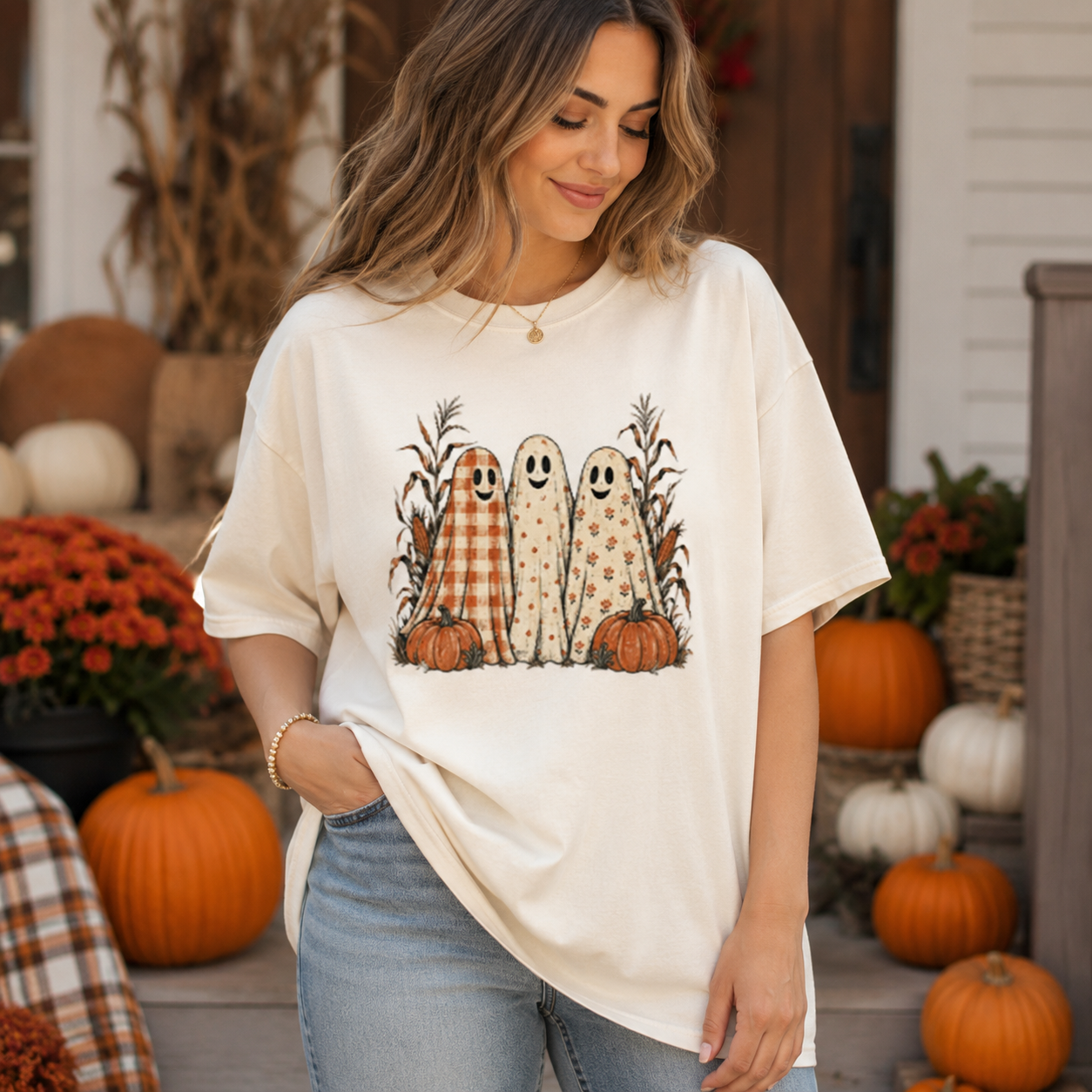 Patterned Ghosts Tee - 3 Colors